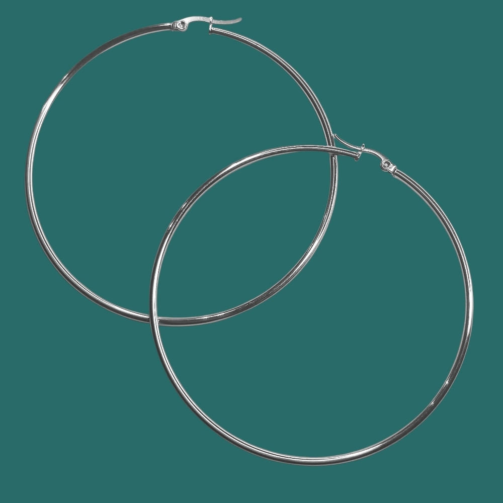 Elegant Silver Hoop Earrings - Picture 3 of 4